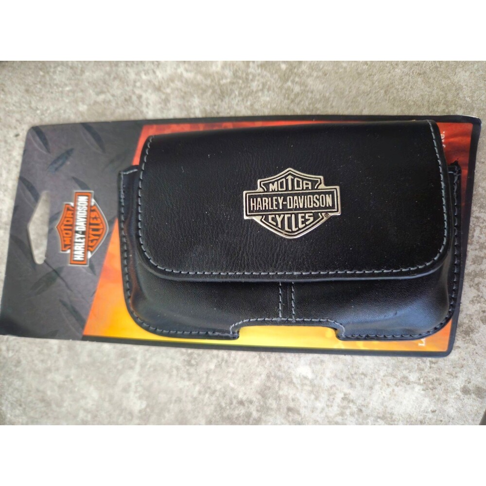 Vintage Harley Davidson Black Leather Magnetic Belt Clip Case NOS Universal